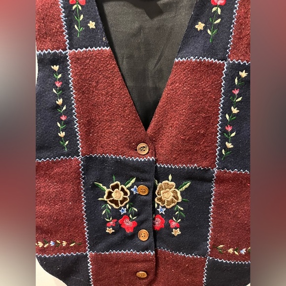❤️Wool Patchwork Embroidered Vest - SYMBOL 2000 (Size S)❤️ - Picture 5 of 7